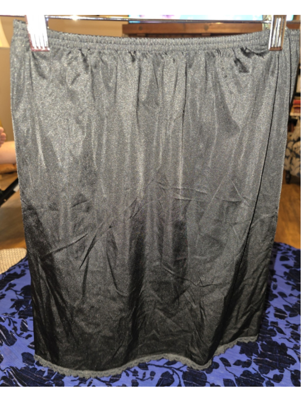 VTG Vanity Fair Nylon Half Slip Size Small 18" Black Sissy Short Slit